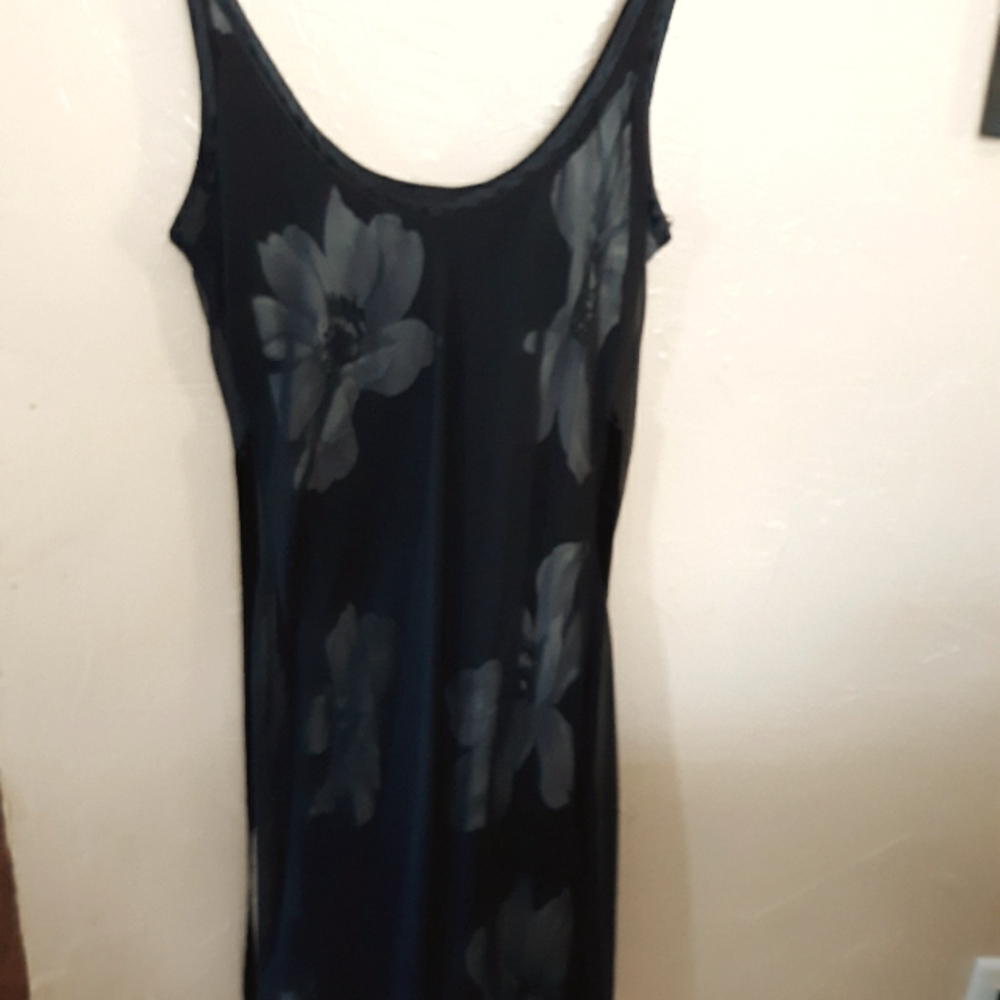 Black Slip Dress Sheer Y2K Size 5/6 Satin Detail